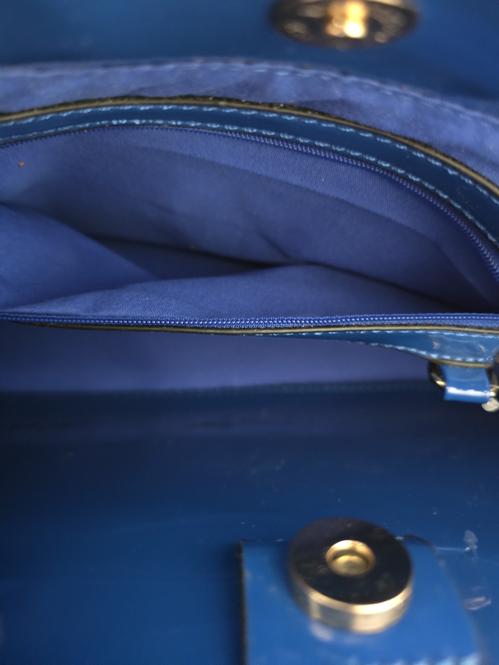 Blue Patent Quilted Satchel with 'QUEEN' Crystal Detail - Picture 3 of 6
